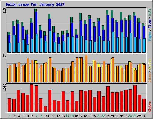 Daily usage for January 2017