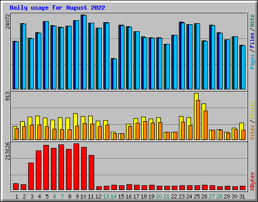 Daily usage for August 2022